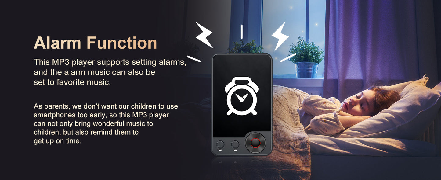 128GB MP3 player (with Bluetooth 5.3), 2.4’ portable full touchscreen music player (with speakers and Micro SD card slot)