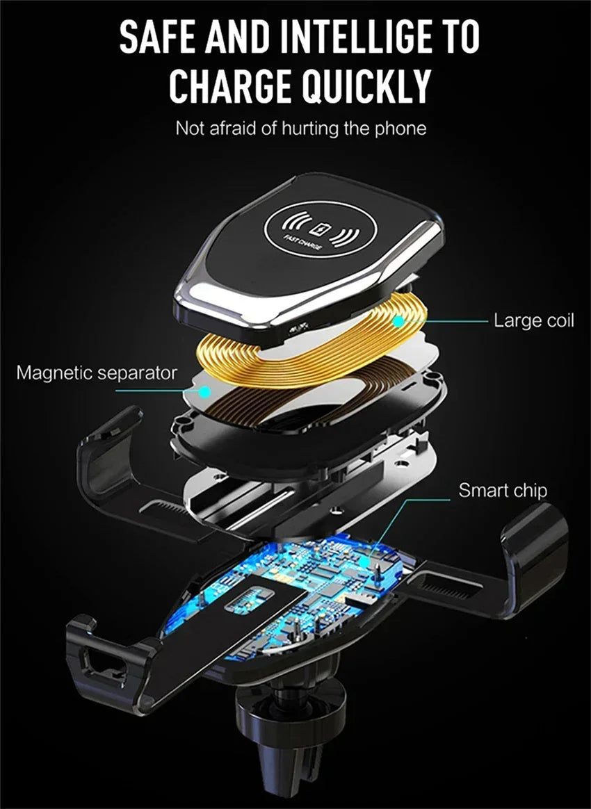 30W Wireless Chargers Fast Car For iPhone 16 15 14 13 12 Pro XS Max XR Samsung Xiaomi Wireless Charging Phone Car Holder Charger