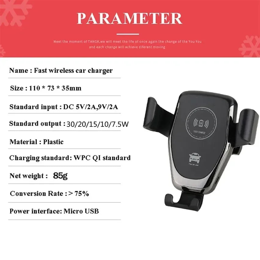 30W Wireless Chargers Fast Car For iPhone 16 15 14 13 12 Pro XS Max XR Samsung Xiaomi Wireless Charging Phone Car Holder Charger
