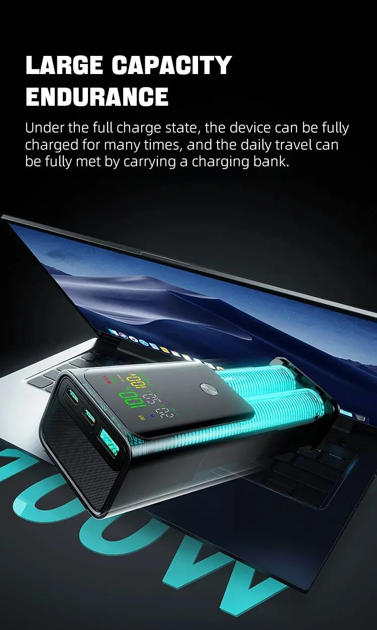 50000mAh Portable Color Screen Power Bank Supports PD100W Bidirectional Fast Charging Suitable For IPhone Laptop Samsung