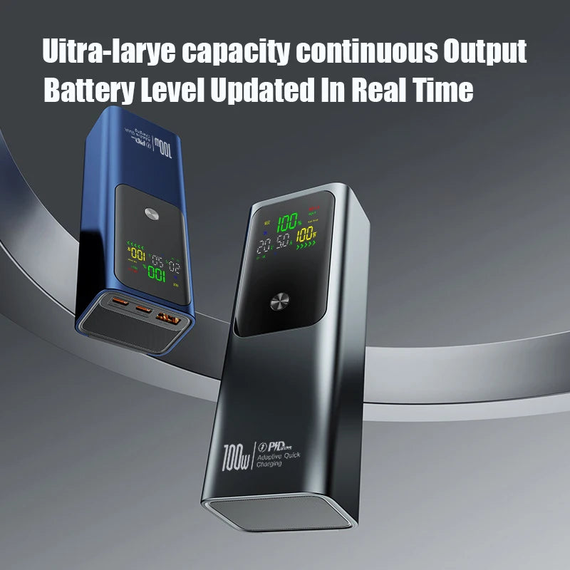 50000mAh Portable Color Screen Power Bank Supports PD100W Bidirectional Fast Charging Suitable For IPhone Laptop Samsung