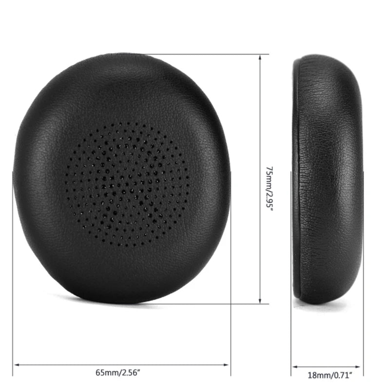 1Pair Leather Ear Pads for Jabra 45H Evolve2 65 Headphone Elastic Foam Earpads Ear Pads Sponge Cushion Replacement P9JD