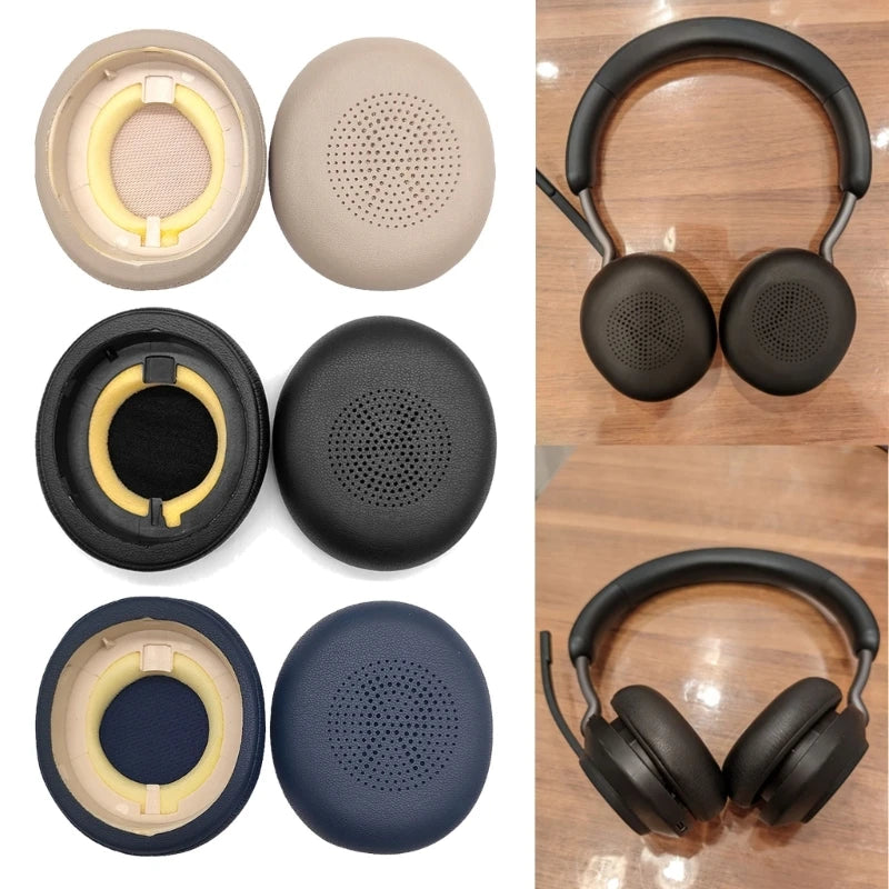 1Pair Leather Ear Pads for Jabra 45H Evolve2 65 Headphone Elastic Foam Earpads Ear Pads Sponge Cushion Replacement P9JD