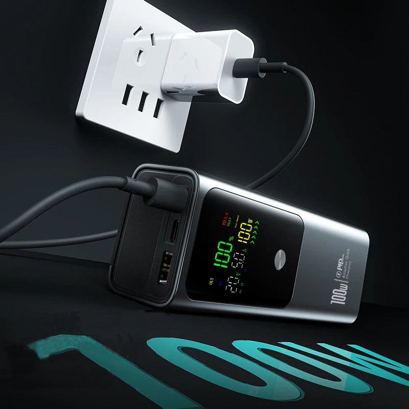 50000mAh Portable Color Screen Power Bank Supports PD100W Bidirectional Fast Charging Suitable For IPhone Laptop Samsung
