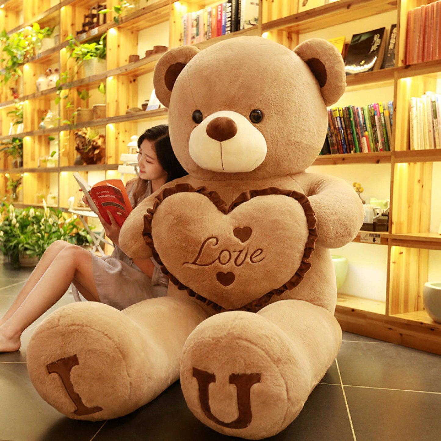 100cm Big I LOVE YOU Bear Plush Toy Lovely Huge Stuffed Soft Bear Doll Lover Bear Kids Toy Birthday Gift For Girlfriends