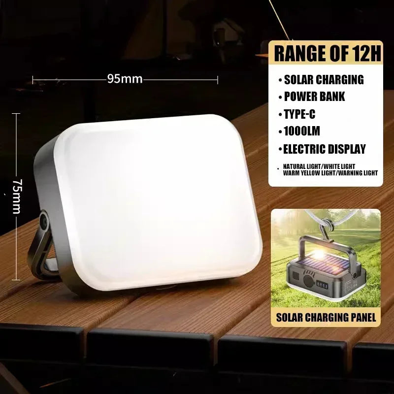 4000MaH Camping Lamp Portable Hanging Tent Light Solar PowerRechargeable Power Bank Work Lantern For Outdoor Camping BBQ Party