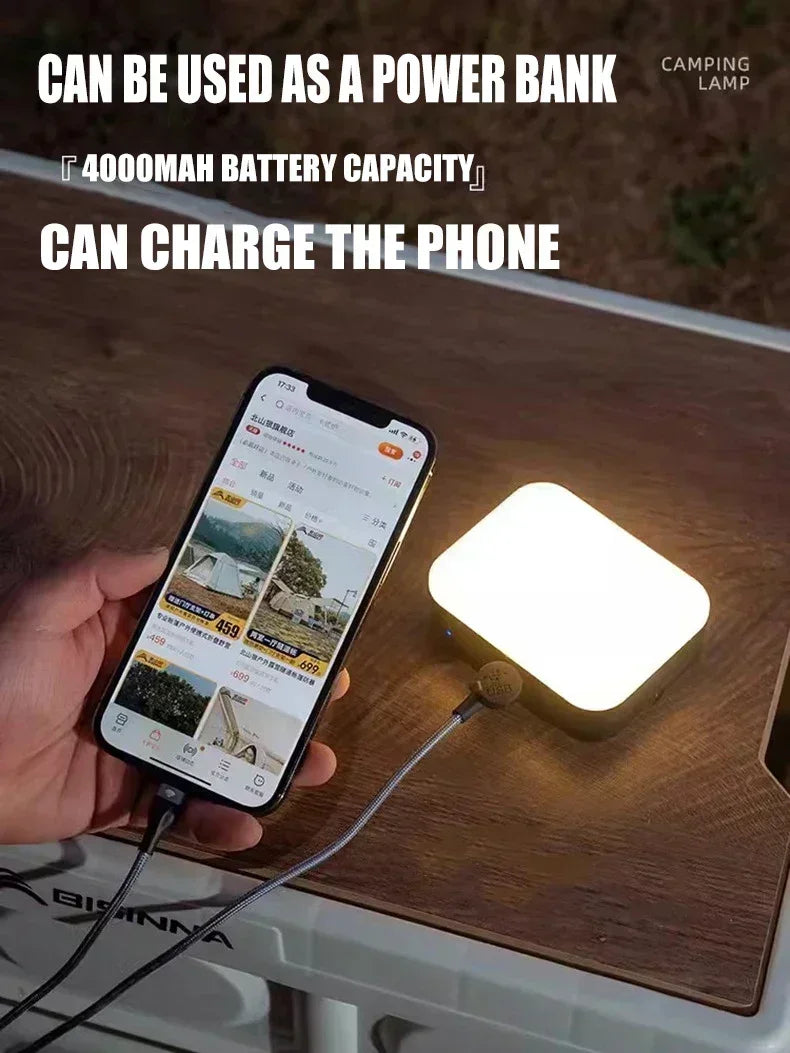 4000MaH Camping Lamp Portable Hanging Tent Light Solar PowerRechargeable Power Bank Work Lantern For Outdoor Camping BBQ Party