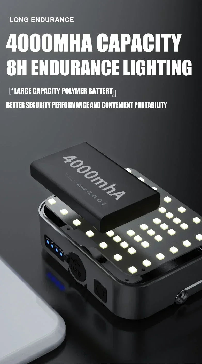 4000MaH Camping Lamp Portable Hanging Tent Light Solar PowerRechargeable Power Bank Work Lantern For Outdoor Camping BBQ Party