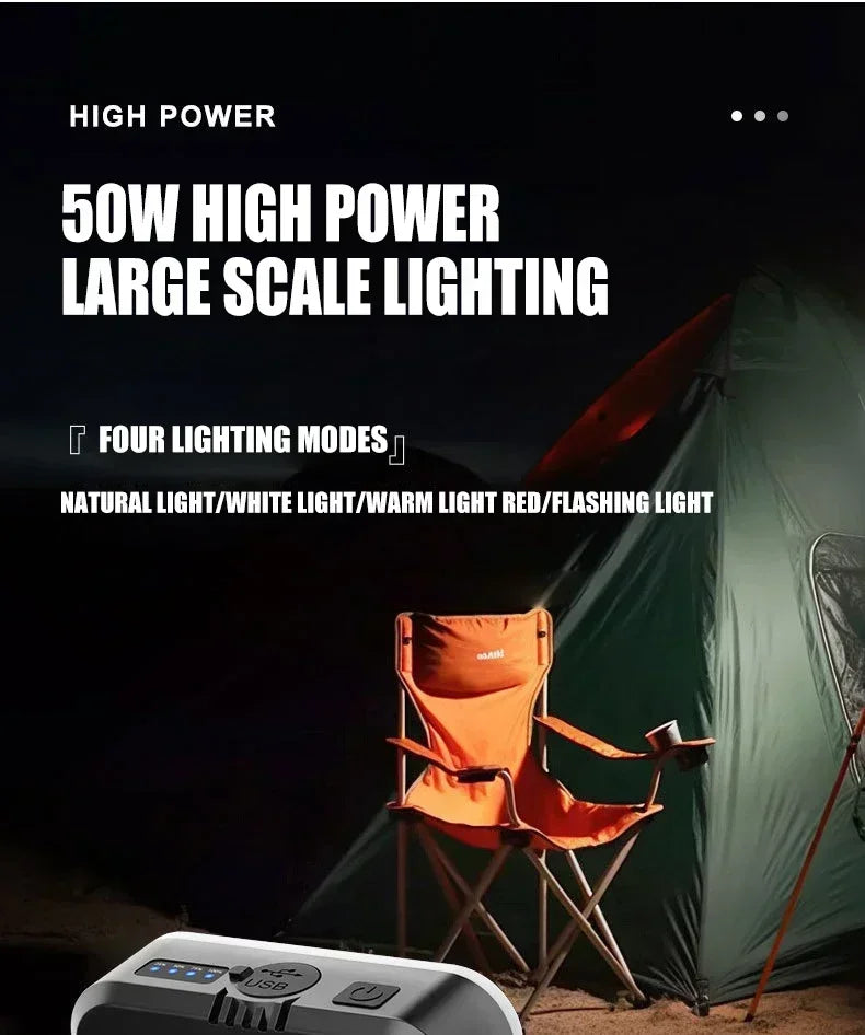 4000MaH Camping Lamp Portable Hanging Tent Light Solar PowerRechargeable Power Bank Work Lantern For Outdoor Camping BBQ Party