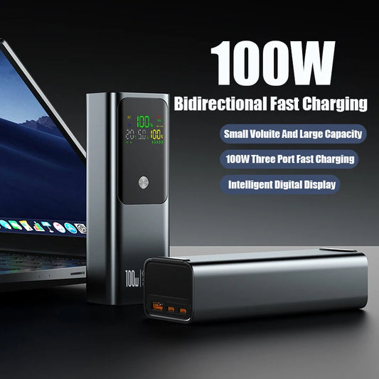 50000mAh Portable Color Screen Power Bank Supports PD100W Bidirectional Fast Charging Suitable For IPhone Laptop Samsung