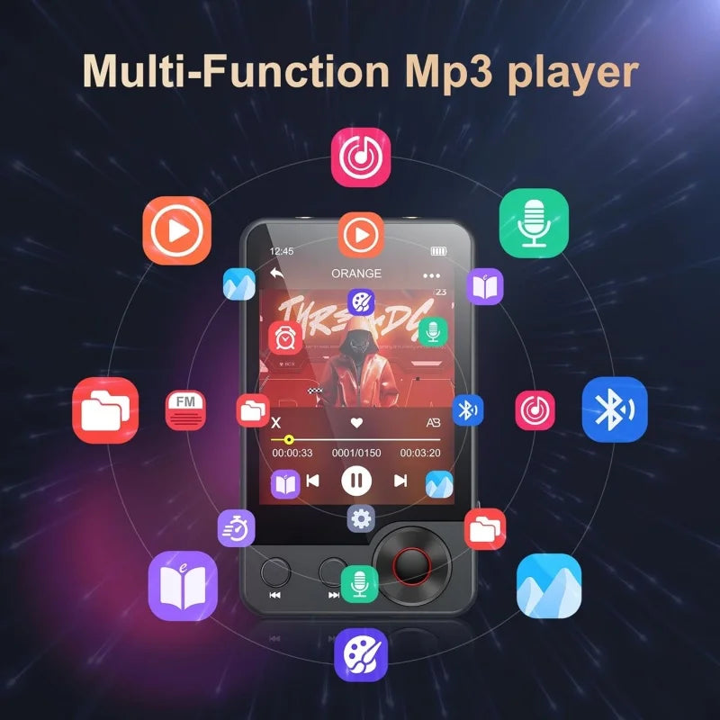 128GB MP3 player (with Bluetooth 5.3), 2.4’ portable full touchscreen music player (with speakers and Micro SD card slot)